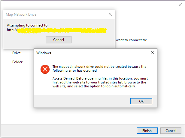 SharePoint map drive access denied error 